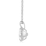 Jewelili 10K White Gold Solitaire Pendant Necklace Set with Round Cut Cubic Zirconia, 18″ Rope Chain