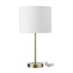Globe Electric 67539 Versa 19″ Table Lamp, Matte Gold, White Linen Shade, On Off Switch on Socket