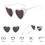 YooThink Heart Shaped Sunglasses for Women,Vintage Cat Eye Mod Style Retro Kurt Cobain Glasses (White)