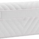 B BRENTANO Vegan Leather Double Zipper Pocket Wallet with Grip Hand Strap (Chevron Embroidered White)