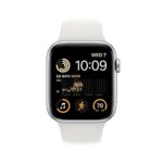 Apple Watch SE (2nd Gen) [GPS 44mm] Smart Watch w/Silver Aluminum Case & White Sport Band – M/L. Fitness & Sleep Tracker, Crash Detection, Heart Rate Monitor, Retina Display, Water Resistant
