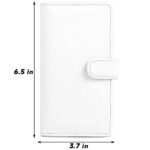 LOLOMLO Slim Checkbook Cover with Snap Closure for duplicate checks and register, RFID Blocking Checkbook Case with 4 Credit Card Slots & Free Divider Flap, PU Leather Check Books Holder Wallet for Men & Women, White