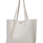 Dreubea Women’s Soft Faux Leather Tote Shoulder Bag from, Big Capacity Tassel Handbag White New