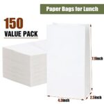 Moretoes 150pcs 2lb Paper Lunch Bags Small White Paper Bags Bulk 4.3″ x 2.5″ x 7.9″