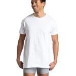 Fruit of the Loom Men’s Eversoft Stay Tucked Crew T-Shirt, Regular-6 Pack White-Cotton Mesh Coolzone Underarm, l