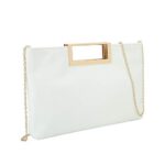 CHARMING TAILOR Fashion PU Leather Handbag Stylish Women Convertible Clutch Purse (White)