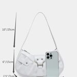 Verdusa Women’s Pleated Hobo Shoulder Bag PU Leather Clutch Handbag White one-size