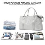 Travel Duffel Bag, Sports Tote Gym Bag, Shoulder Weekender Overnight Bag for Women,White Gray