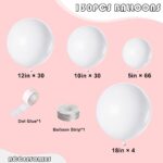 130PCS White Balloons Different Sizes 18″ 12″ 10″ 5″ Balloon Garland Arch Kit perfect for Birthday Party, Graduation, Baby Shower, Wedding, Holiday Decoration and Anniversary (White balloons)