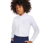 Calvin Klein Boys’ Big Long Sleeve Slim Fit Dress Shirt, Style with Buttoned Cuffs & Shirttail Hem, White, 14