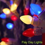 4th of July Decoration Patriotic LED C3 Glass Mini Lights 50 Count Red White Blue Plug in String Lights 120V UL Cerfified Plug in for Indoor Outdoor Christmas Party Patio Independence Day Decoration