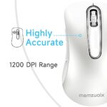 memzuoix 2.4G Wireless Mouse, 1200 DPI Computer Wireless Mouse with USB Receiver, Portable Wireless USB Mouse Battery Powered Cordless Mouse for Laptop, PC, Desktop, 5 Buttons (White)