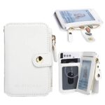 Penekin Small Wallet with Zipper Pocket, RFID Blocking Front Pocket Wallets, Leather Minimalist Credit Card Holder for Men Women (White)