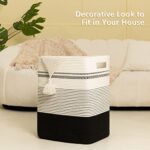 SIXDOVE Laundry Hamper, Large Woven Rope Tall Laundry Basket with Handles, 22″ X 17″ X 13″, Decorative Storage Basket for Clothes and Blankets in Living room, Bedroom, Black& White