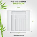 Utopia Kitchen Caddy Expandable Drawer Organizer, Adjustable Kitchen Drawer Organizer, Bamboo Drawer Dividers Organizer for Kitchen, Silverware, Flatware, Living Room (White)