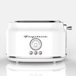 Frigidaire ETO102-WHITE, 2 Slice Toaster, Retro Style, Wide Slot for Bread, English Muffins, Croissants, and Bagels, 5 Adjustable Toast Settings, Cancel and Defrost, 900w, White