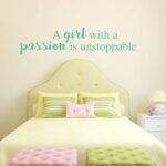 Wall Decals for Girls | ‘Girl With A Passion’ Quote | Inspirational Vinyl Sticker Lettering for Bedroom, Headboard Decoration | Pink, Purple, Black, White, Gold, Other Colors | Small, Large Sizes