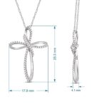 Jewelili 10K White Gold with 1/5 Cttw Natural White Round Diamond Cross Pendant Necklace, 18″ Rope Chain