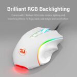 Redragon M602 Griffin RGB Gaming Mouse, RGB Spectrum Backlit Ergonomic Mouse with 7 Programmable Backlight Modes up to 7200 DPI for Windows PC Gamers (White, Wired)