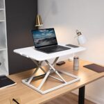 VIVO Ultra-Slim Single Top Height Adjustable Standing Desk Riser, Compact Sit Stand Desktop Converter for Monitor or Laptop, White, DESK-V001JW