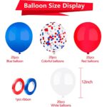 YSSAI 80 Pcs 12 Inch Red White and Blue Latex Balloons and Confetti Balloons Patriotic Decorations for 4th of July Memorial Day Birthday Baby Shower Party Decorations