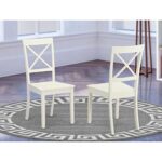 East West Furniture BOC-WHI-W Dining Chairs, Wood Seat