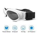 PEDOMUS Dog Goggles Dog Sunglasses Adjustable Strap for UV Sunglasses Waterproof Protection for Dogs (White)