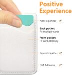 Phone Wallet, Leather Phone Card Holder, Stretchy Card Holder for Back of Phone Credit Card Holder for Phone Case Compatible with Most of Cell Phone (iPhone, Samsung) – 2Pack White