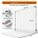 YAYOYA White Screen Backdrop 10x20ft, 3mx6m White Backdrop Background for Photography, Polyester White Photo Backdrop, Large Seamless White Screen Background Cloth for Meeting YouTube Video Streaming