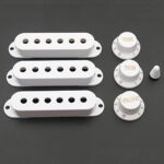 Swhmc Guitar Pickup Cover 6 Hole Single Coil Switch Tip Holder 2 Tone 1 Volume Knobs Set Strat Guitar White
