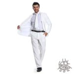 U LOOK UGLY TODAY Men’s Party Suit Solid Color Prom Suit for Themed Party Events Clubbing Jacket with Tie Pants White-Medium