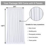 30 ft x 10 ft Wrinkle Free White Backdrop Curtain Panels, Polyester Photography Backdrop Drapes, Wedding Party Home Decoration Supplies