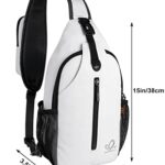 WATERFLY Crossbody Sling Backpack Sling Bag Travel Hiking Chest Bag Daypack (White-Black)