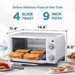 COMFEE’ Toaster Oven Countertop, 4-Slice, Compact Size, Easy to Control with Timer-Bake-Broil-Toast Setting, 1000W, White (CFO-BB102)
