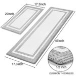 Latida Kitchen Mat 2 PCS Cushioned Anti Fatigue Kitchen Rugs and Mats, 1/2 Inch Thick Non Slip Waterproof Kitchen Rug Set, PVC Soft Comfort Cushion Mat for Kitchen Floor Sink Office Laundry, White