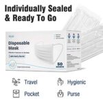WECARE Disposable Face Mask Individually Wrapped – 50 Pack, White Masks 3 Ply
