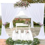 4 Panels White Backdrop Curtain for Parties Wedding Wrinkle Free 20ft x 10ft Backdrop Drapes for Baby Shower Gender Reveal Birthday Photo Photography Polyester Fabric Background Decoration