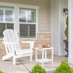 Apolimi Adirondack Outdoor Side Table, 2-Tier Sturdy Patio End Table Weather Resistant, 16.5″ Solid Side Table for Patio, Pool, Porch (Pure White)