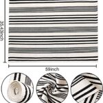 Black and White Outdoor Rug 3’x 5′ Front Porch Rug Cotton Hand-Woven Striped Rug Machine Washable Indoor/Outdoor Rug Front Door Floor Mat for Farmhouse/Porch/Living Room/Entryway/Laundry Room