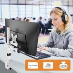 Bracwiser Monitor Mount Single Fully Adjustable Arm Fits One Screen 13-32 inch 22lbs for Monitor Computer Screen 13 15 17 19 20 22 23 24 26 27 30 32 inch VESA 75 100, White(MD7421W)