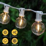 Mlambert Solar String Lights Outdoor 30ft, Waterproof LED Globe String Lights, Shatterproof Patio String with 4 Lighting Modes, 15+1 Bulbs, Outside Hanging Lights for Garden, Porch, White Cord