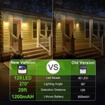 CLAONER Solar Lights Outdoor, [128 LED/4 Packs] Solar Motion Sensor Lights 3 Working Modes Outdoor Lights with 270° Wide Angle Wireless IP65 Waterproof Solar Security Light for Fence Patio, Warm White