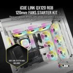 Corsair iCUE LINK QX120 RGB 120mm Magnetic Dome RGB Fans – Triple Fan Starter Kit with iCUE LINK System Hub – White