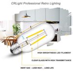 CRLight LED Tubular Bulb 4000K Daylight White, 30W Equivalent 300 Lumens, 2W Dimmable LED Filament Light Bulbs, E26 Base Antique Edison T45 Clear Glass Tubular Bulbs, 6 Pack