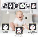 IKKAB Black and White Baby Toys 0-3 Months, High Contrast Baby Book for Newborn Toys, Folding Educational Toys for Babies Sensory Soft Book for Baby Shower Infants Tummy Time