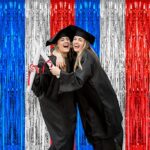 PIGETALE, 2 Pack 3.2 x 8.2 ft Red White and Blue Foil Fringe Backdrop Curtain, Streamer Backdrop Tinsel Curtains Photo Booth Props for Graduation Birthday Memo