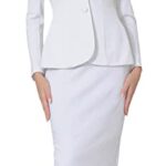 Marycrafts Women’s Formal Office Business Work Jacket Skirt Suit Set 14 White