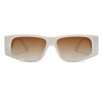 SOJOS Retro Trendy Rectangle Polarized Sunglasses 80s 90s Y2K Narrow Sunnies SJ2228, Cream White/Brown