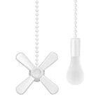 Ceiling Fan Pull Chain, 3mm Standard Diameter Beaded Ball Extension Chain for High Mounted Fans and Light Fixtures (Lengthened 24 inch, White)