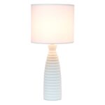 Simple Designs LT2076-OFF Alsace Ceramic Ribbed Bottle Table Lamp, Off White